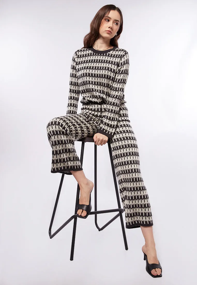 High Waist Printed Knit Pants