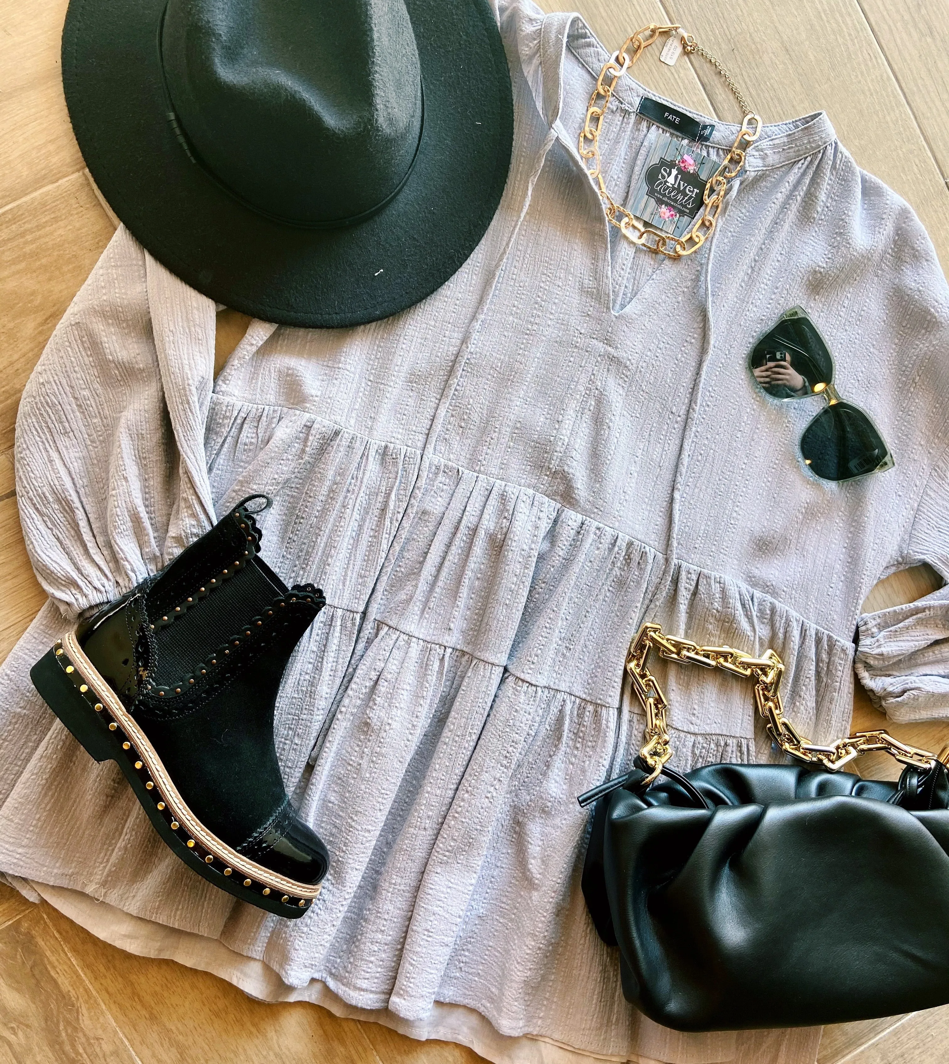 *HILARY Tiered Babydoll Tunic Dress