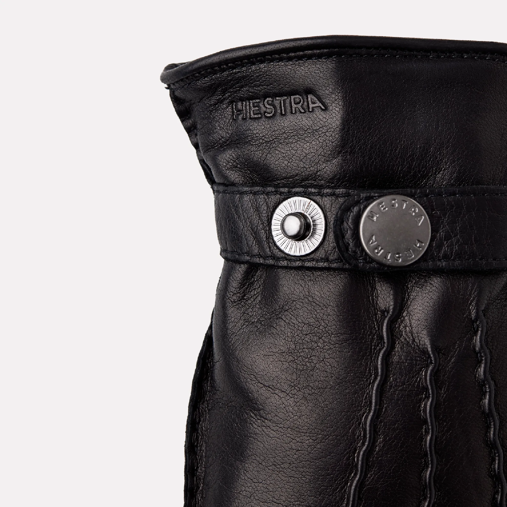 Jake Hairsheep Leather 100% Wool Lined Dress Glove with Snap Closure / Black