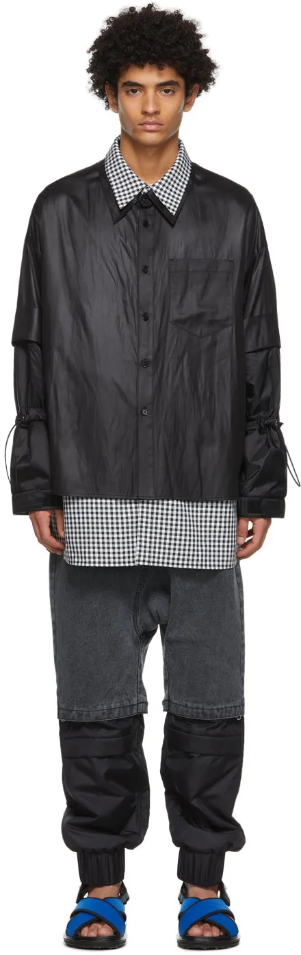 JERIH Black Double Layer Shirt