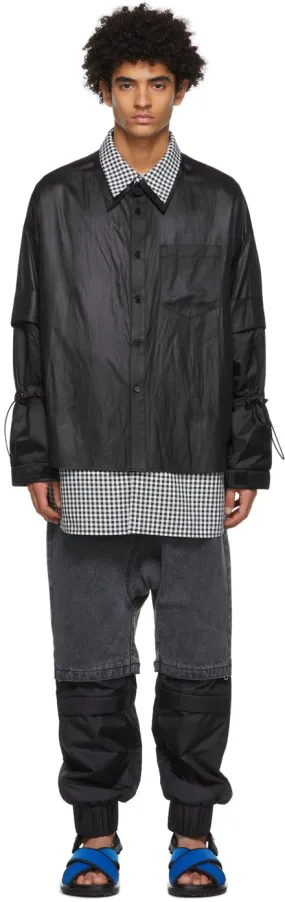 JERIH Black Double Layer Shirt