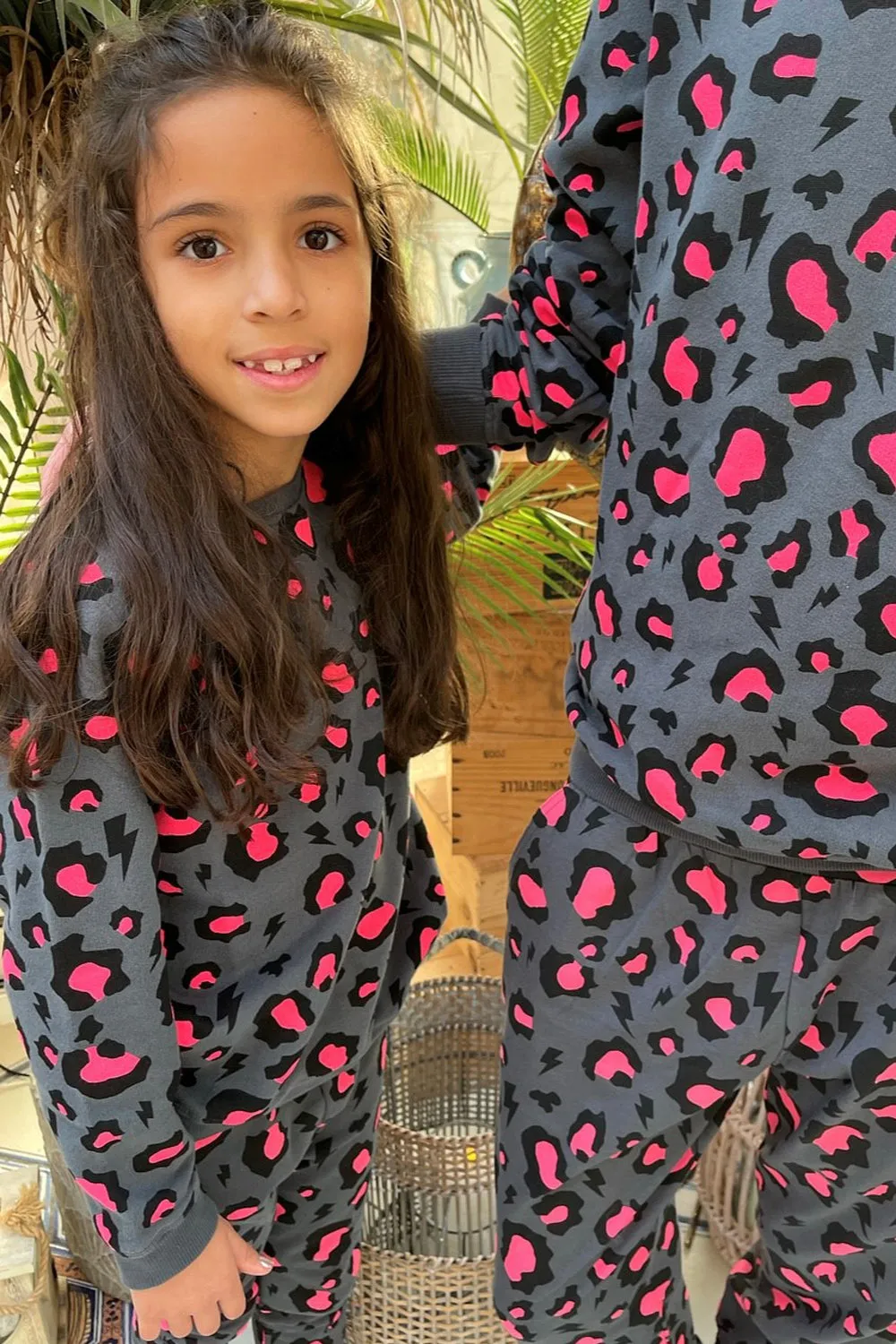 Kids Dark Grey Snow Leopard Joggers