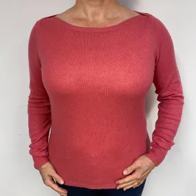 Loganberry Pink Cashmere Boat Neck Jumper Large