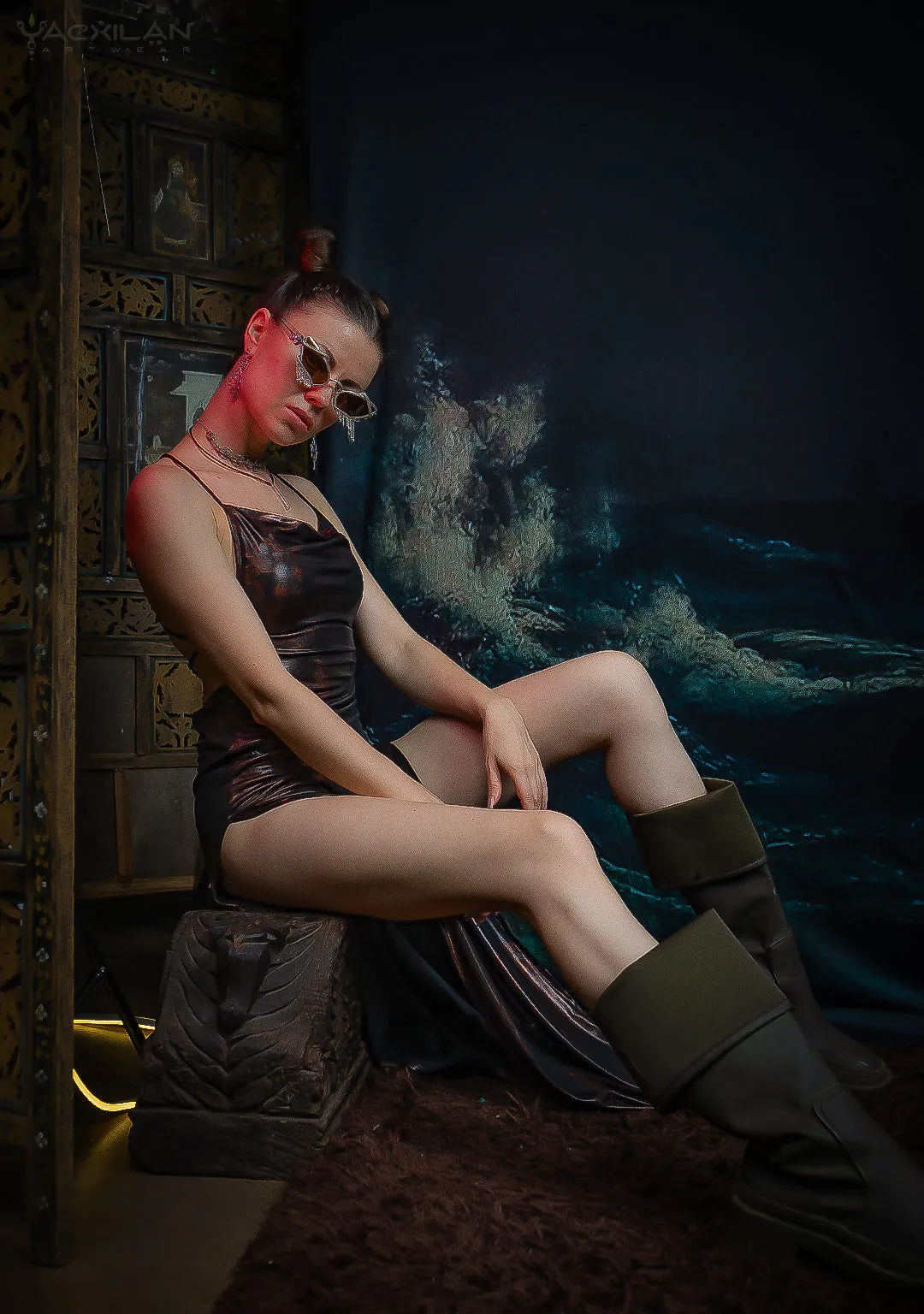 Long Bomb Dress / Holographic Licra Copper - ATLANTHEON