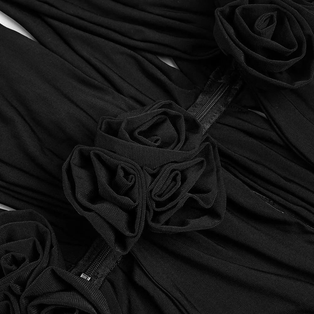 LOWDY BLACK FLOER BOWS TOP and FLARED TROUSERS 2 PIECE SET