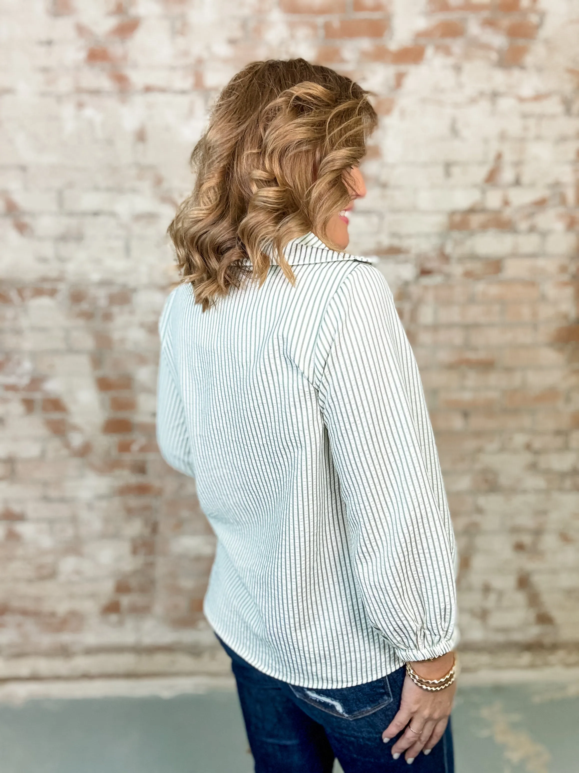 Macie Stripe Wide Collar Top