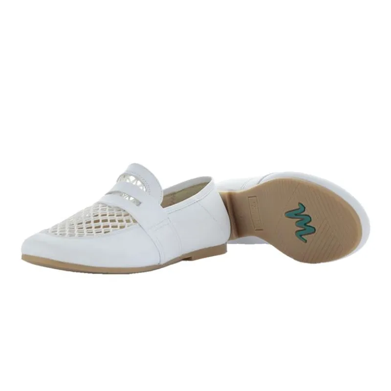 Manuela De Juan Manon White Leather Slip On Penny Loafer S2976