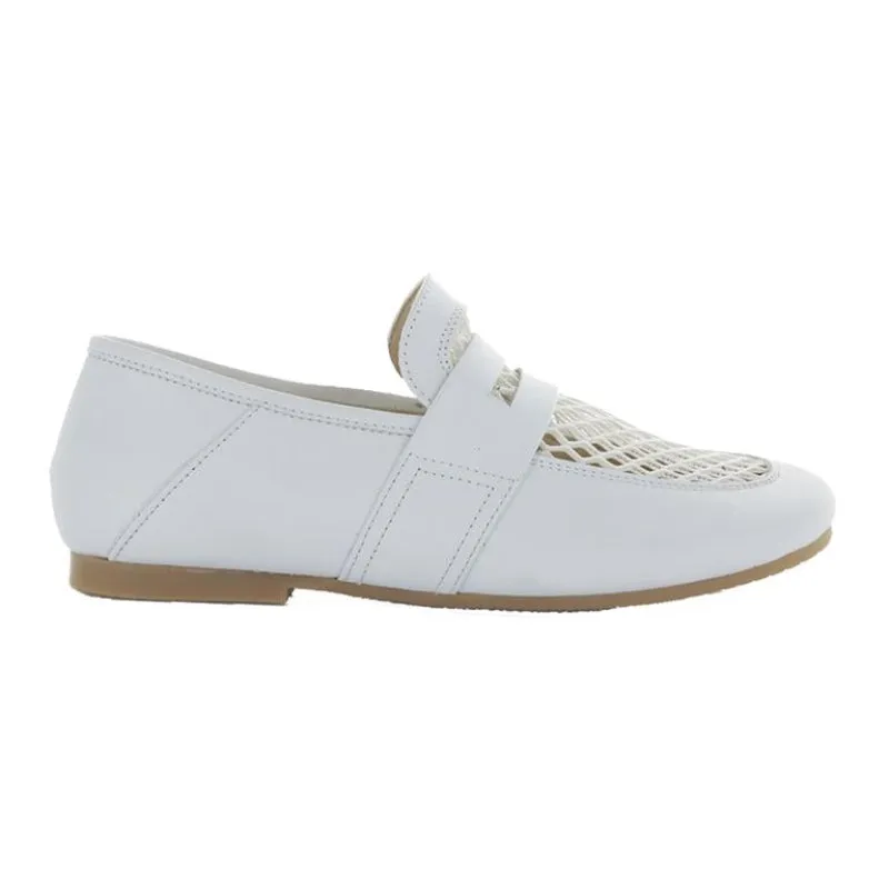 Manuela De Juan Manon White Leather Slip On Penny Loafer S2976