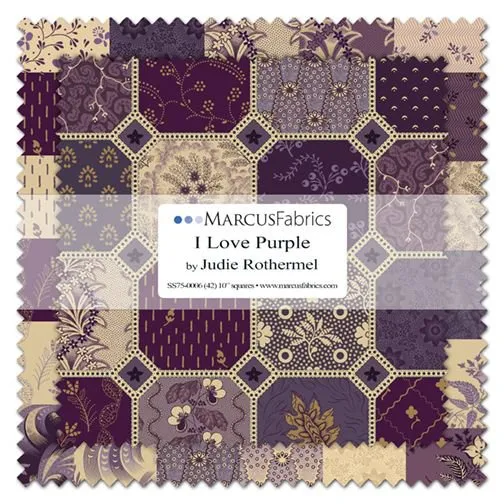 MARCUS FABRICS I LOVE PURPLE LAYER CAKE BY JUDIE ROTHERMEL