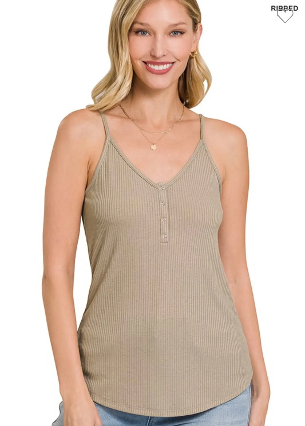 Mia Ribbed Knit Snap Cami Top