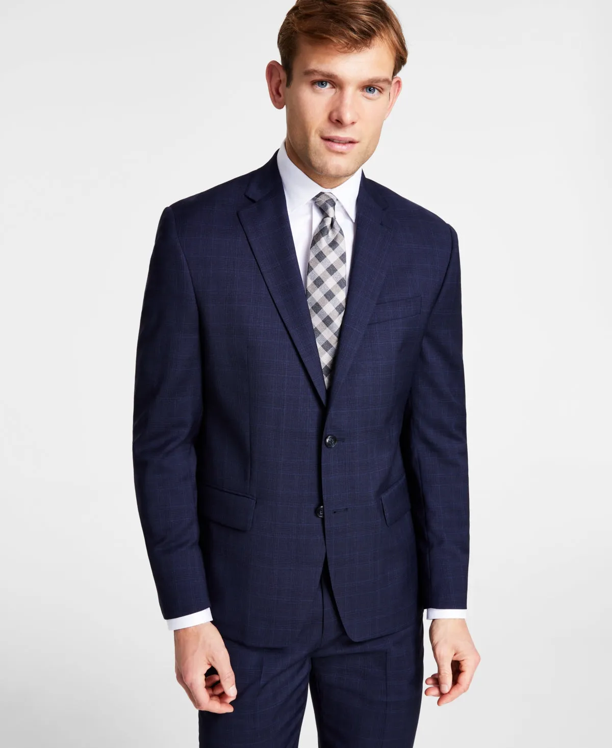 Michael Kors Mens Regular fit Sport Coat Blazer 38 R Navy Blue Plaid