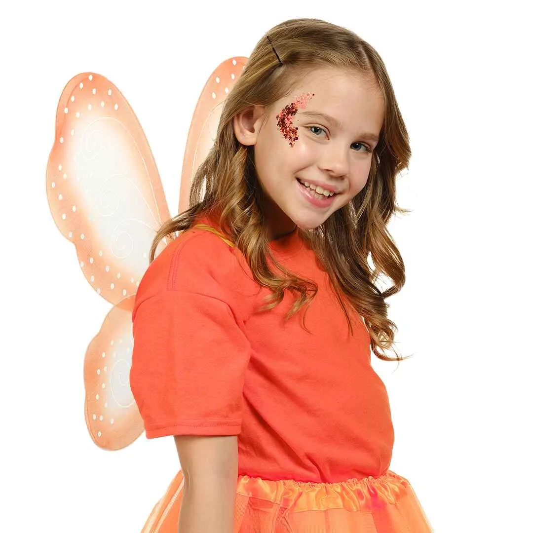 Monarch Butterfly Wings - Orange Fairy Wings with Chunky Glitter Set - FUNCREDIBLE