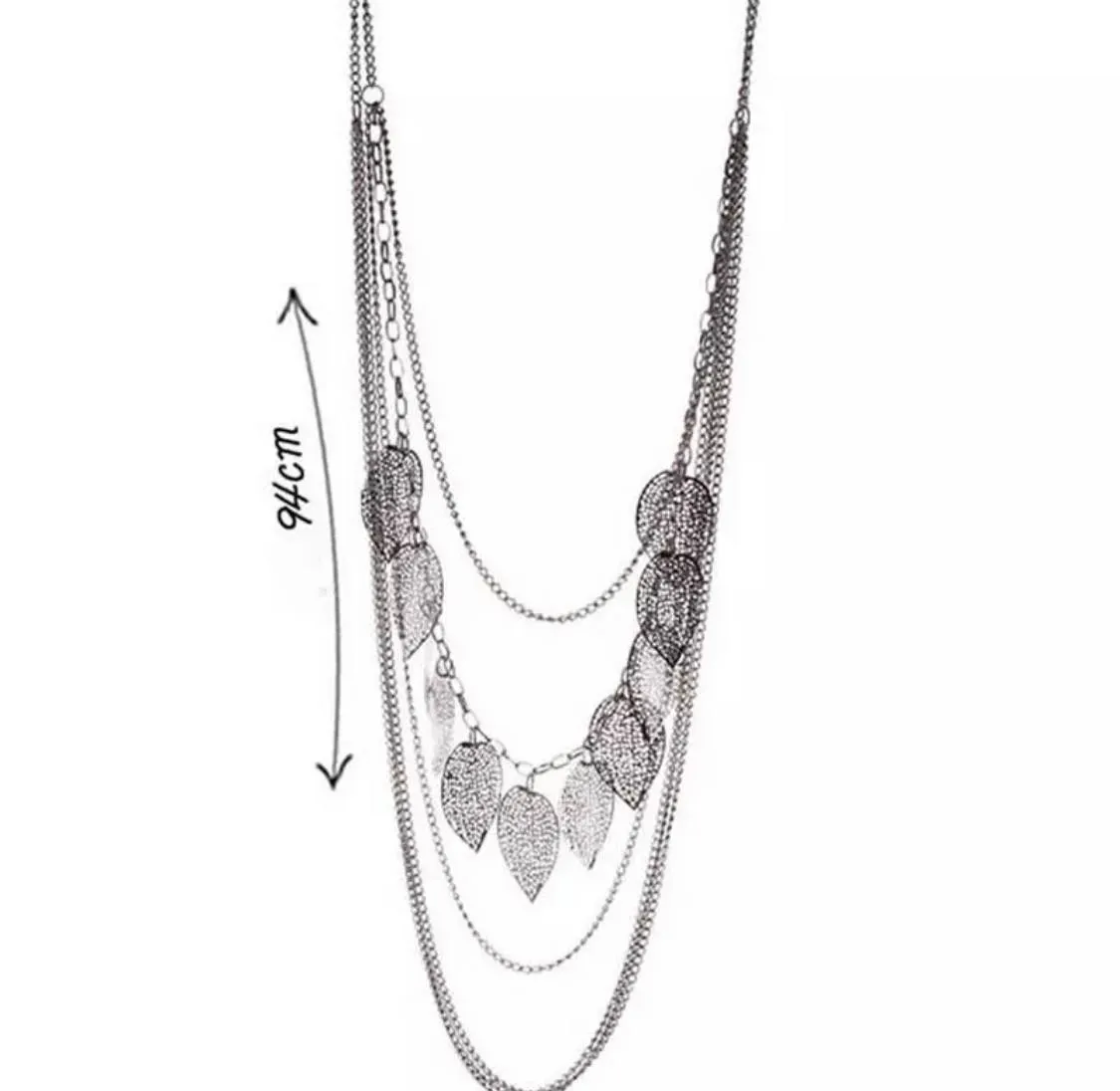 Multi-Layer Leaves Necklace Gunmetal
