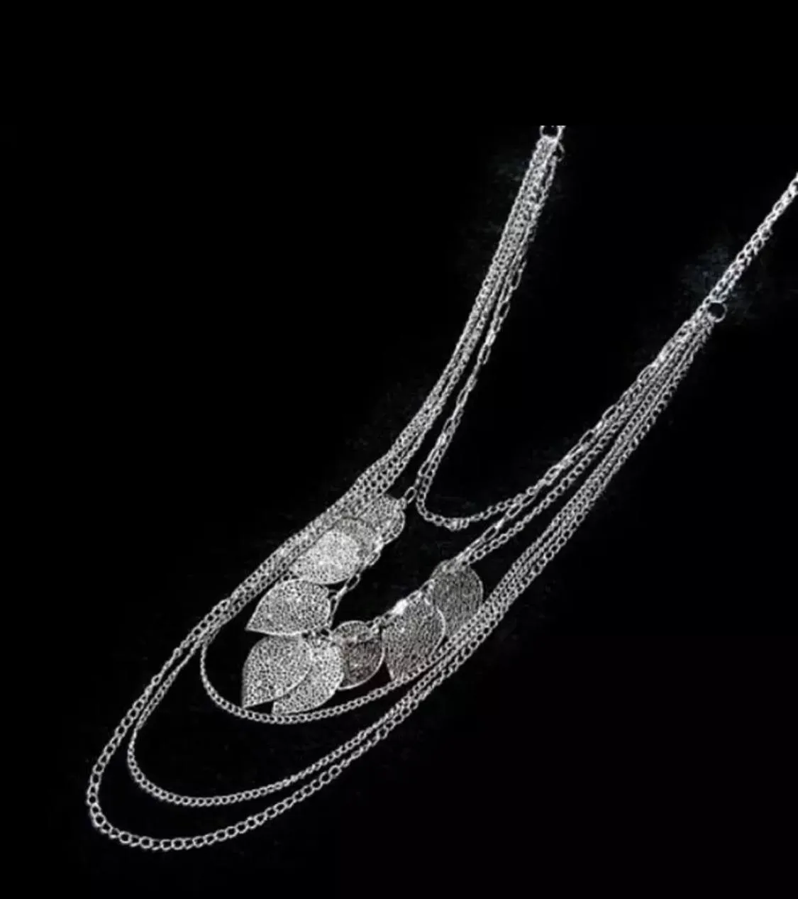 Multi-Layer Leaves Necklace Gunmetal