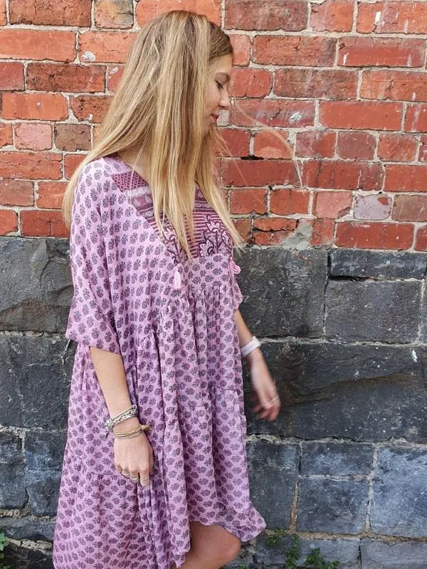Over Sized Baby Doll Dress By Sarah Jane - Pink Paisley