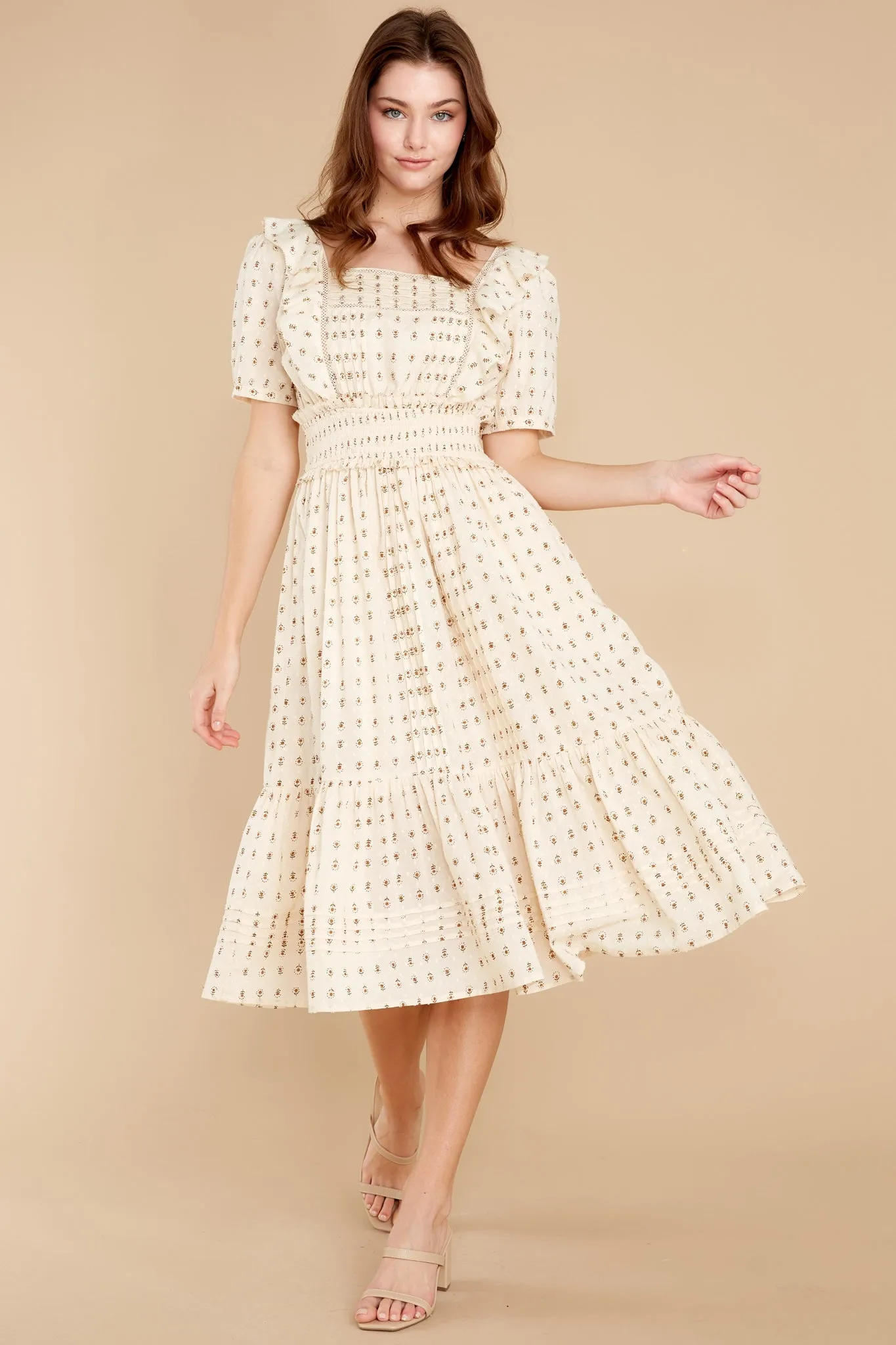 Prairie Folklore Block Print Midi Dress
