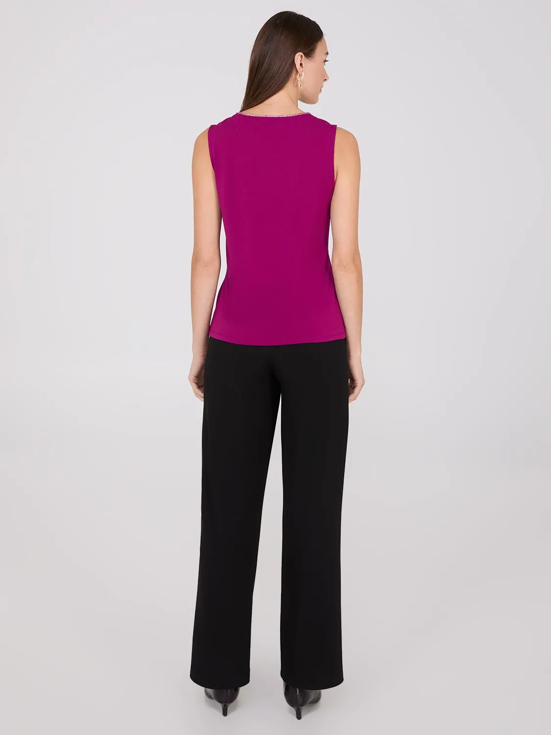 Rhinestone Neckline Sleeveless Top