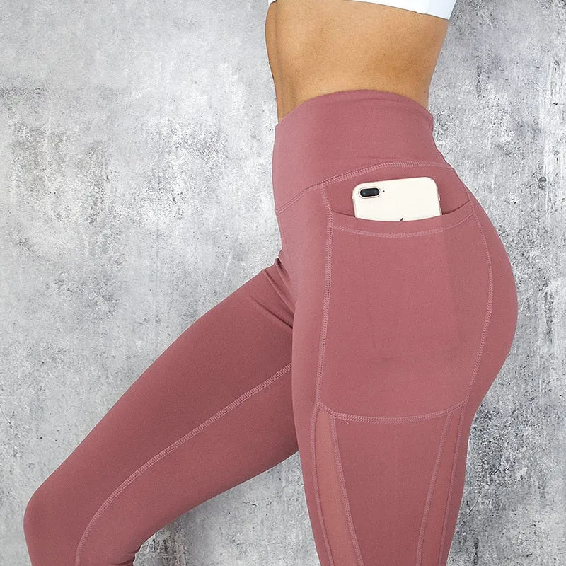 Sexy High Waist Mesh Patchwork Skinny Leggings Pants