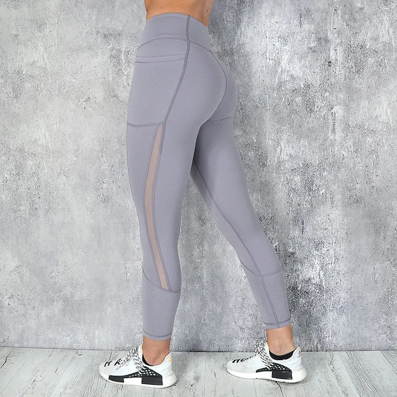 Sexy High Waist Mesh Patchwork Skinny Leggings Pants