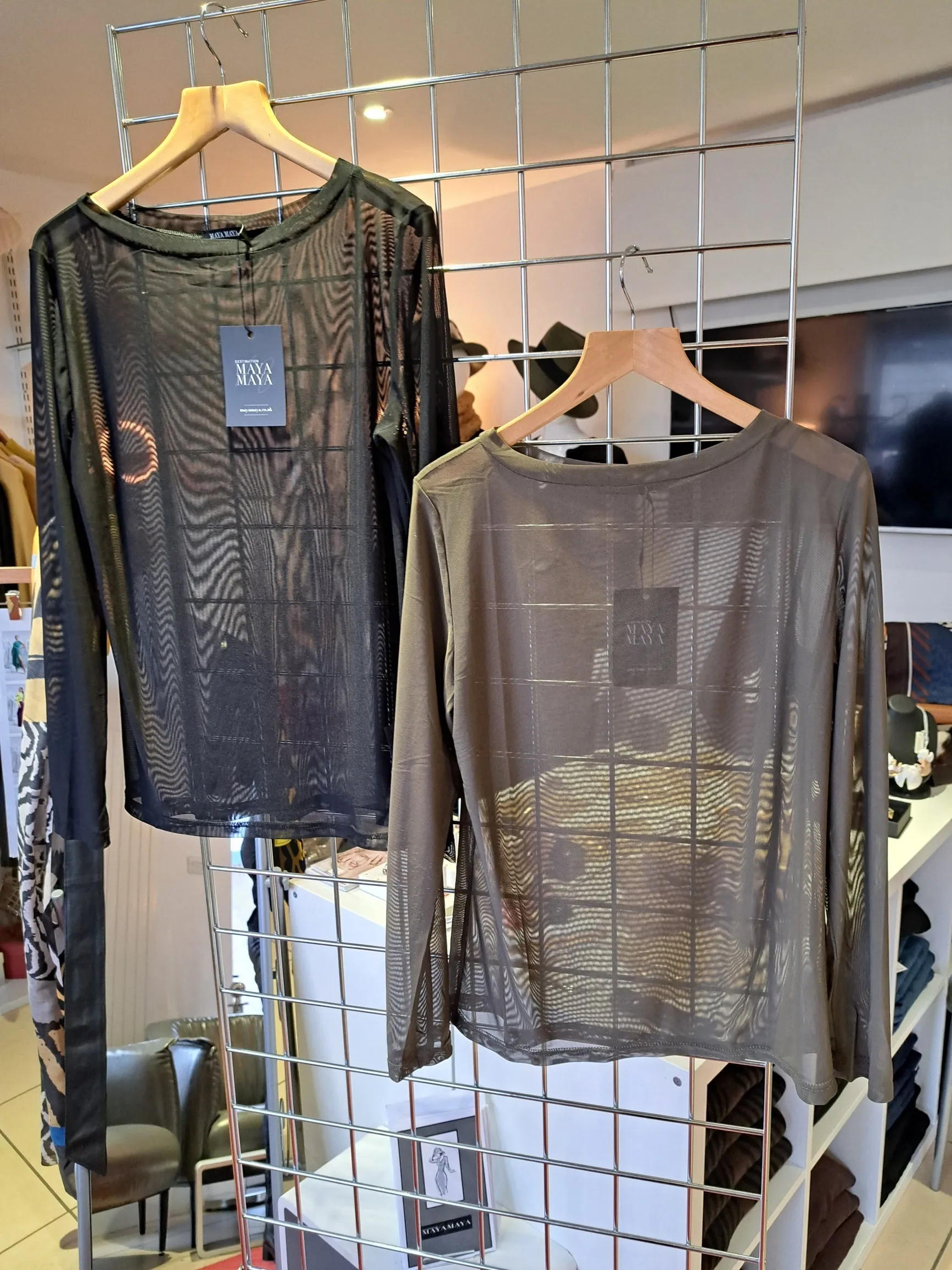 Sheer boat neck top Black