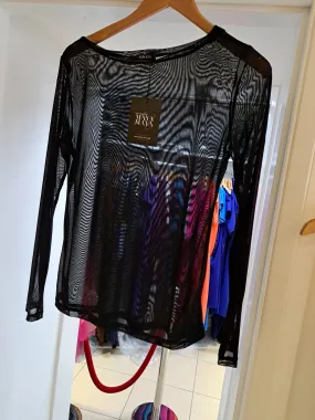 Sheer boat neck top Black