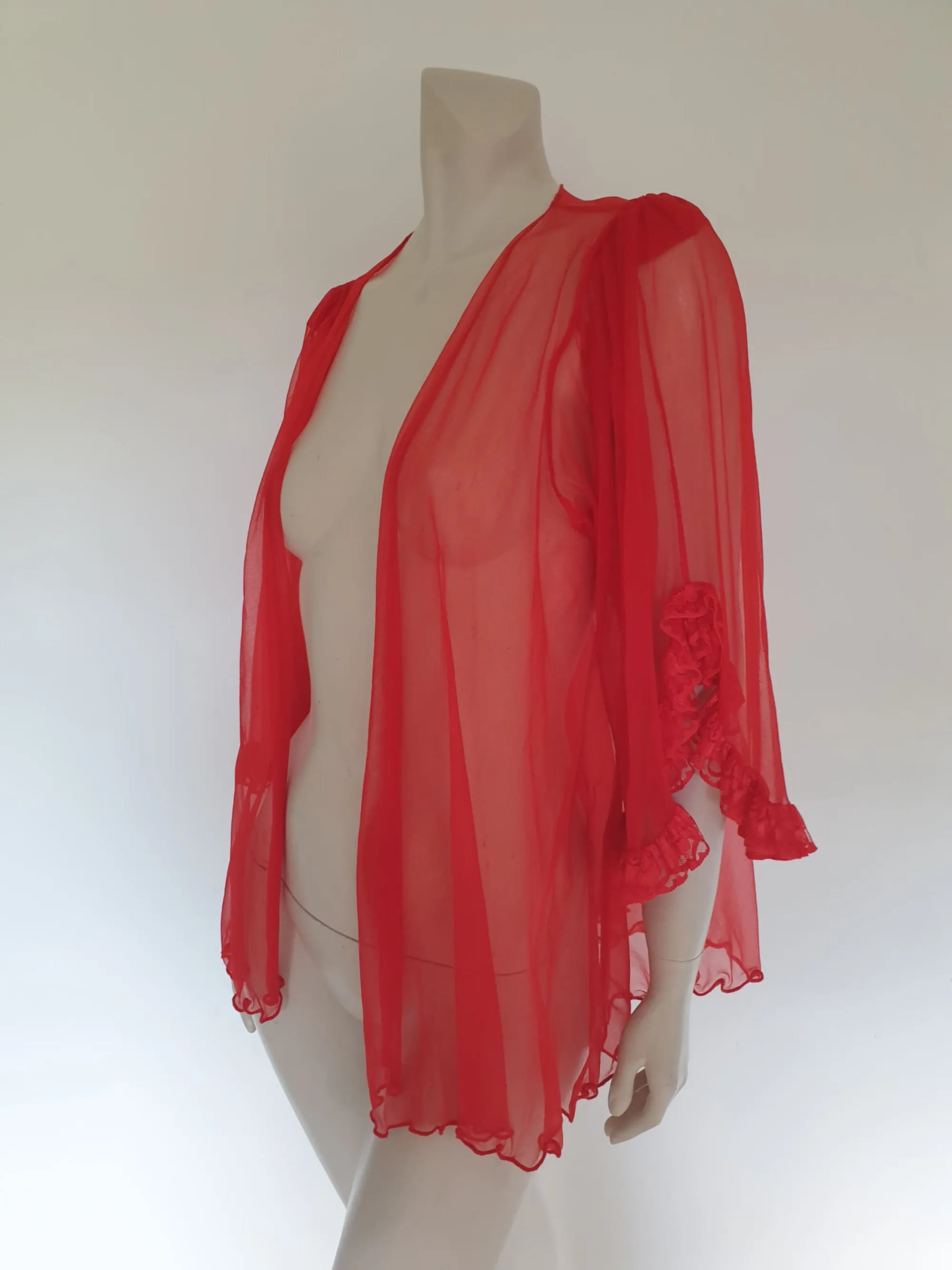 Sheer Red Babydoll Gown & Robe