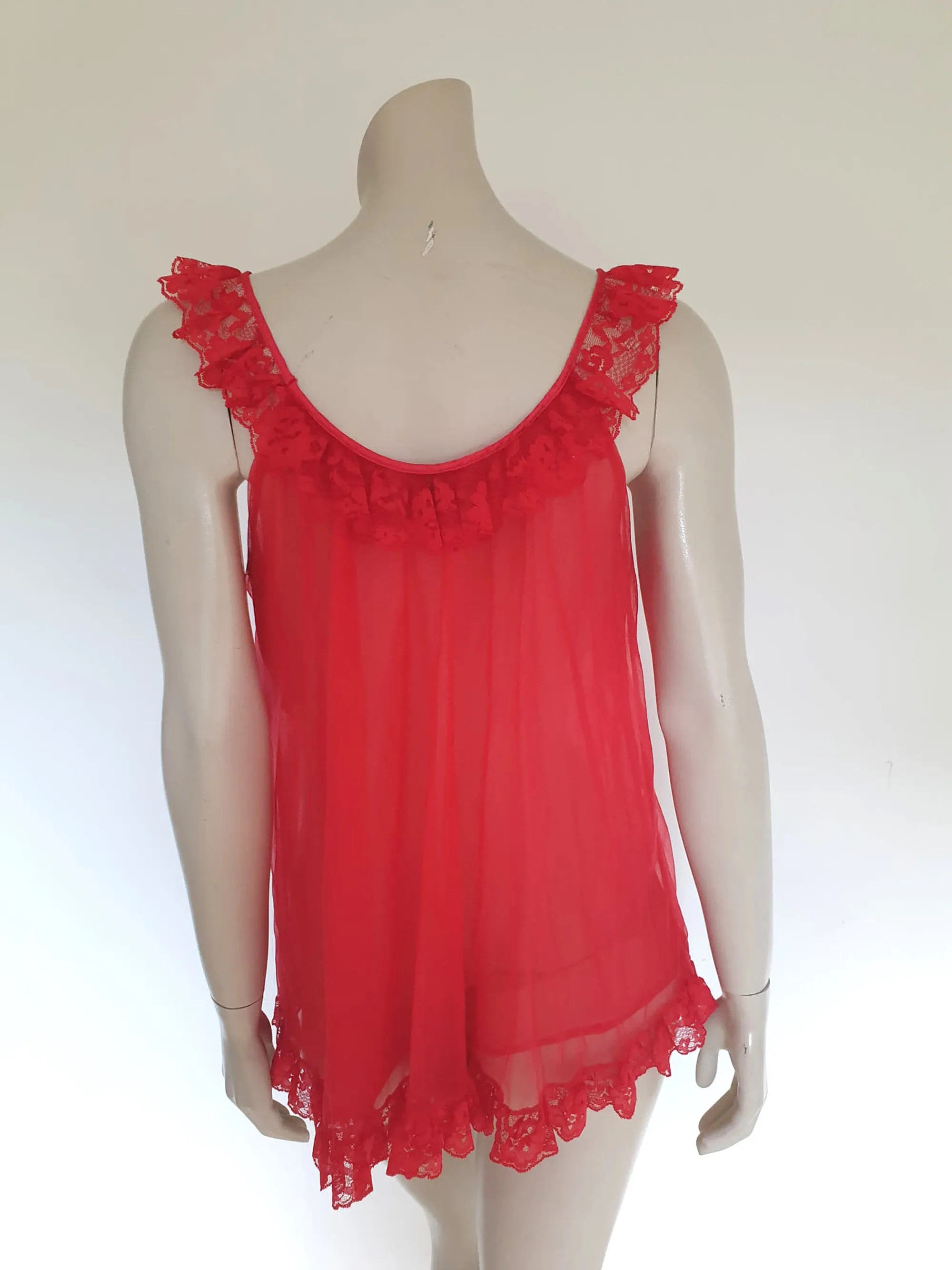 Sheer Red Babydoll Gown & Robe