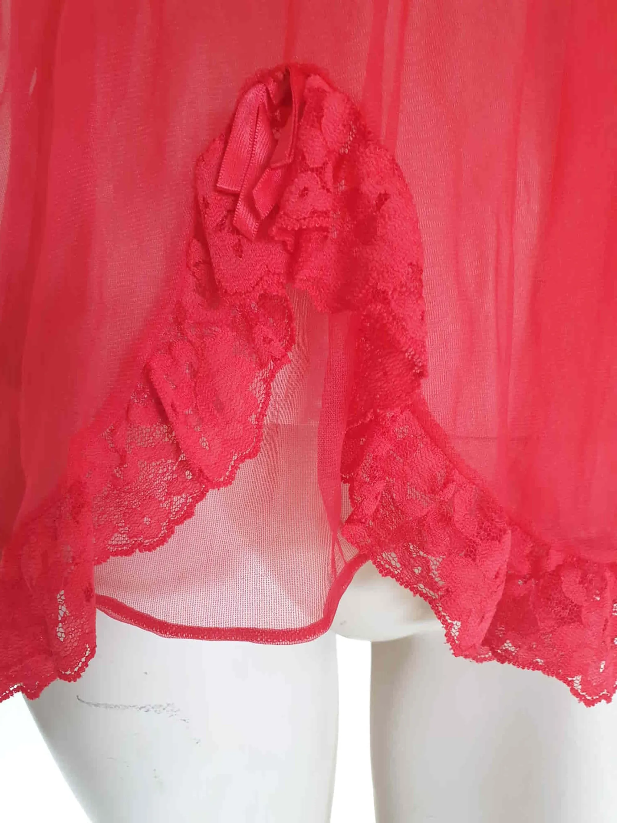 Sheer Red Babydoll Gown & Robe