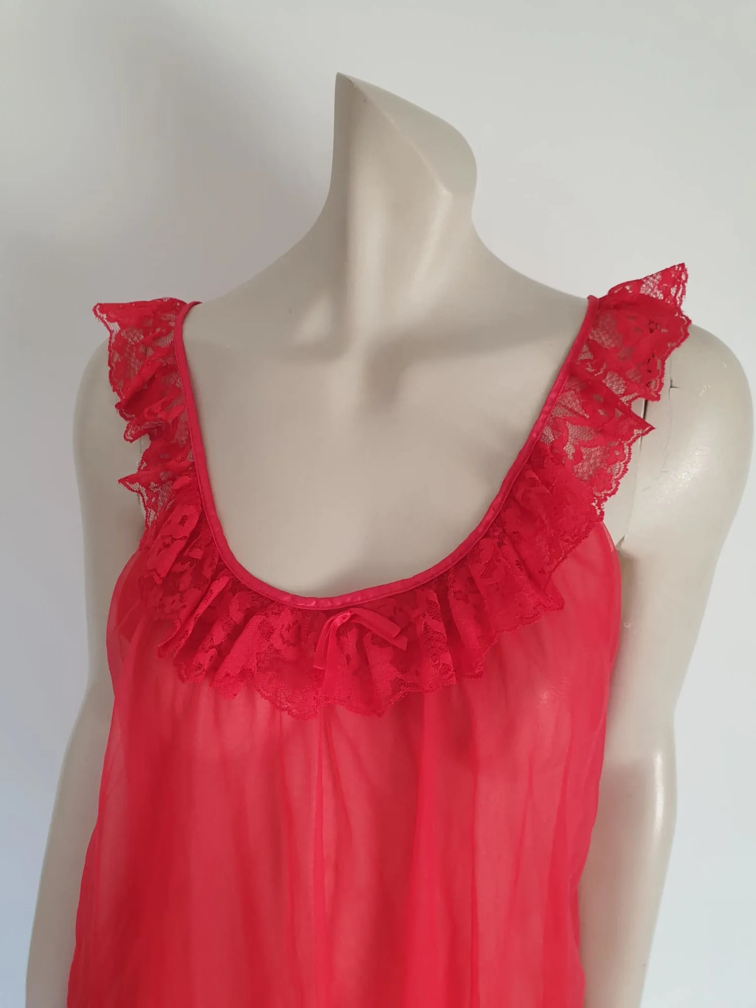 Sheer Red Babydoll Gown & Robe