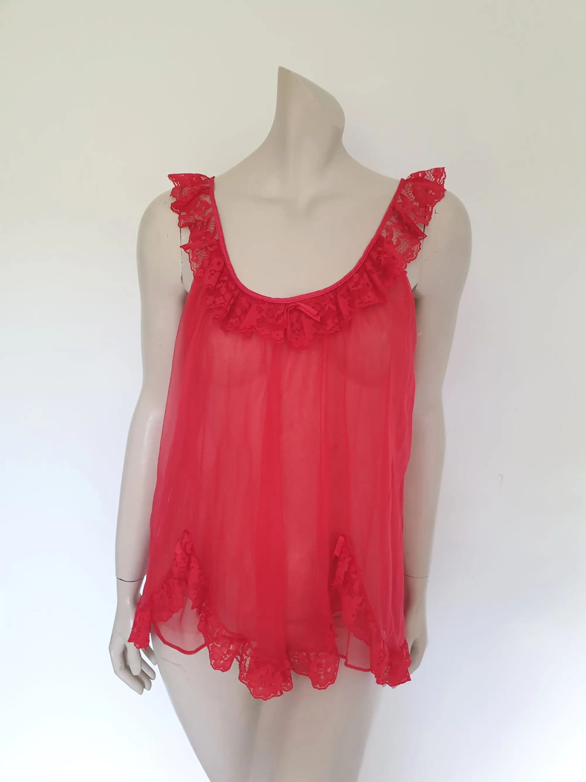 Sheer Red Babydoll Gown & Robe