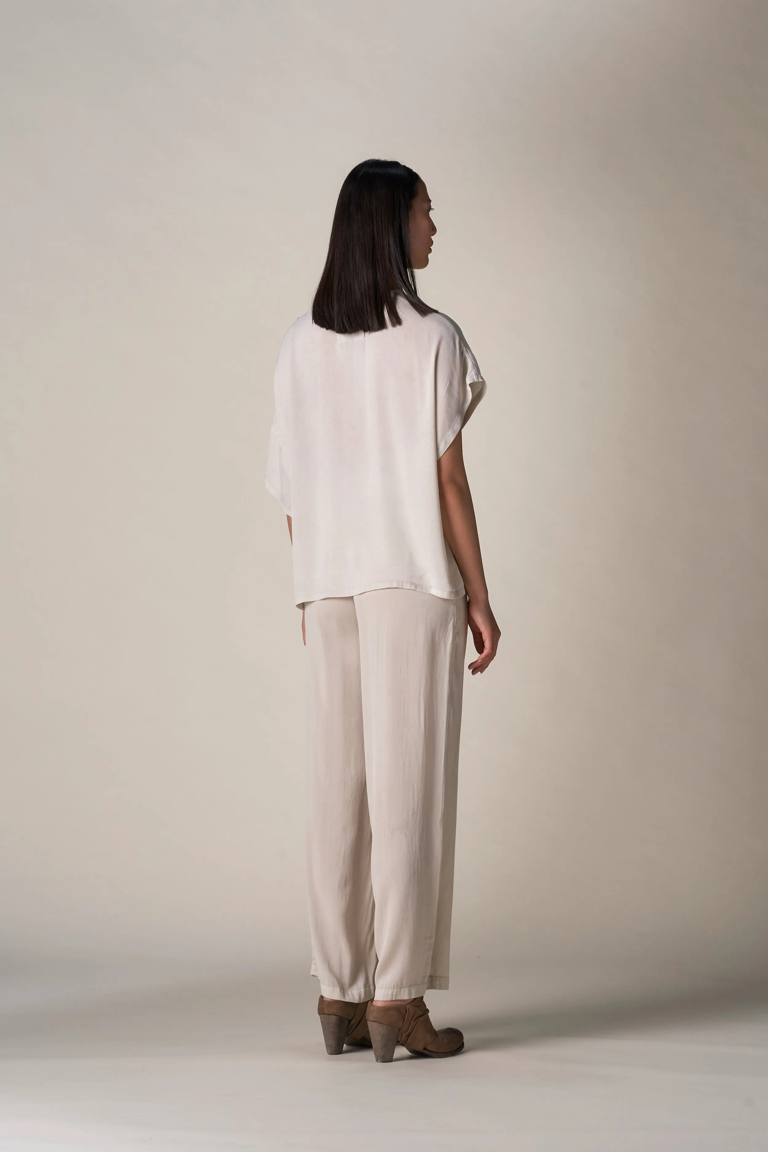 Silk High Waist Pant Sand