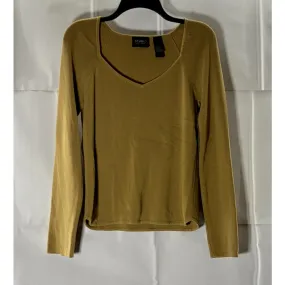 STUDIO BY LIZ CLAIBORNE Women's Tan V-Neck Knit Long Sleeve Pullover Top SZ M