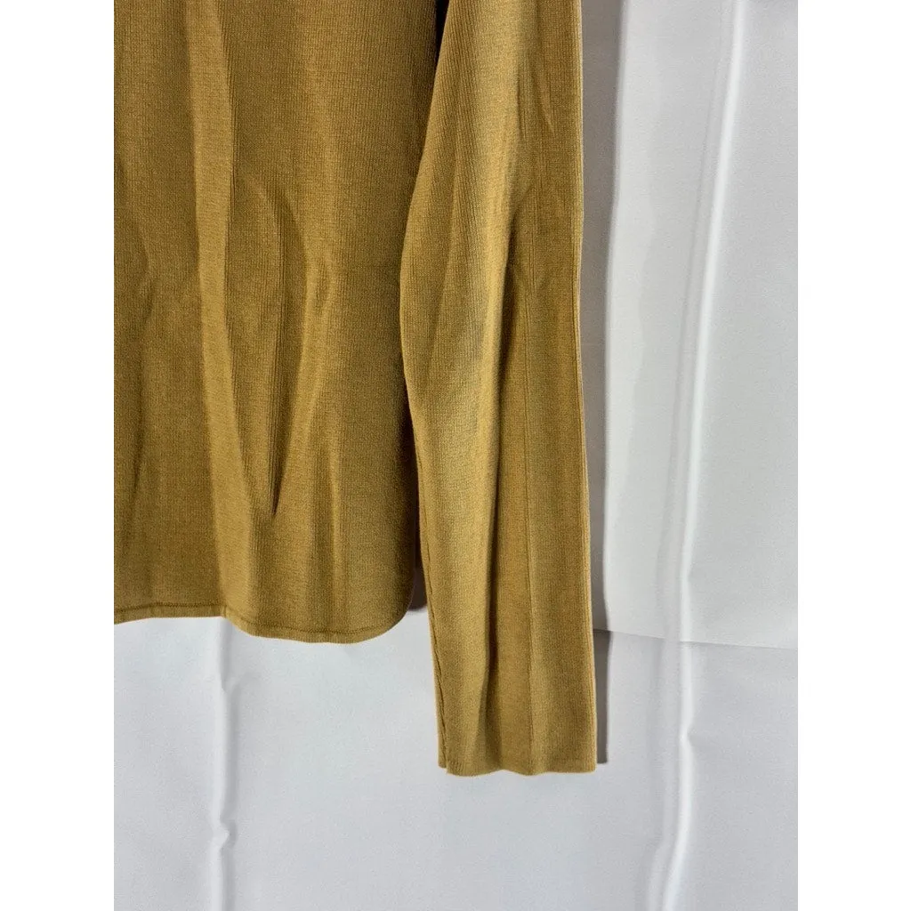 STUDIO BY LIZ CLAIBORNE Women's Tan V-Neck Knit Long Sleeve Pullover Top SZ M