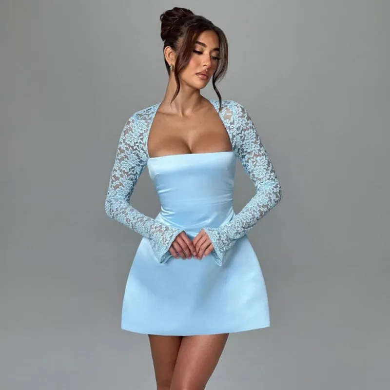 Tanya Lace Long Sleeve Sexy Mini Dress