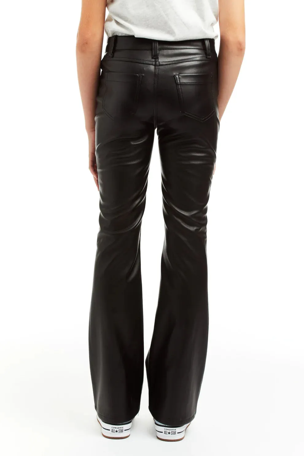 Tractr Black Pleather Flare Pants