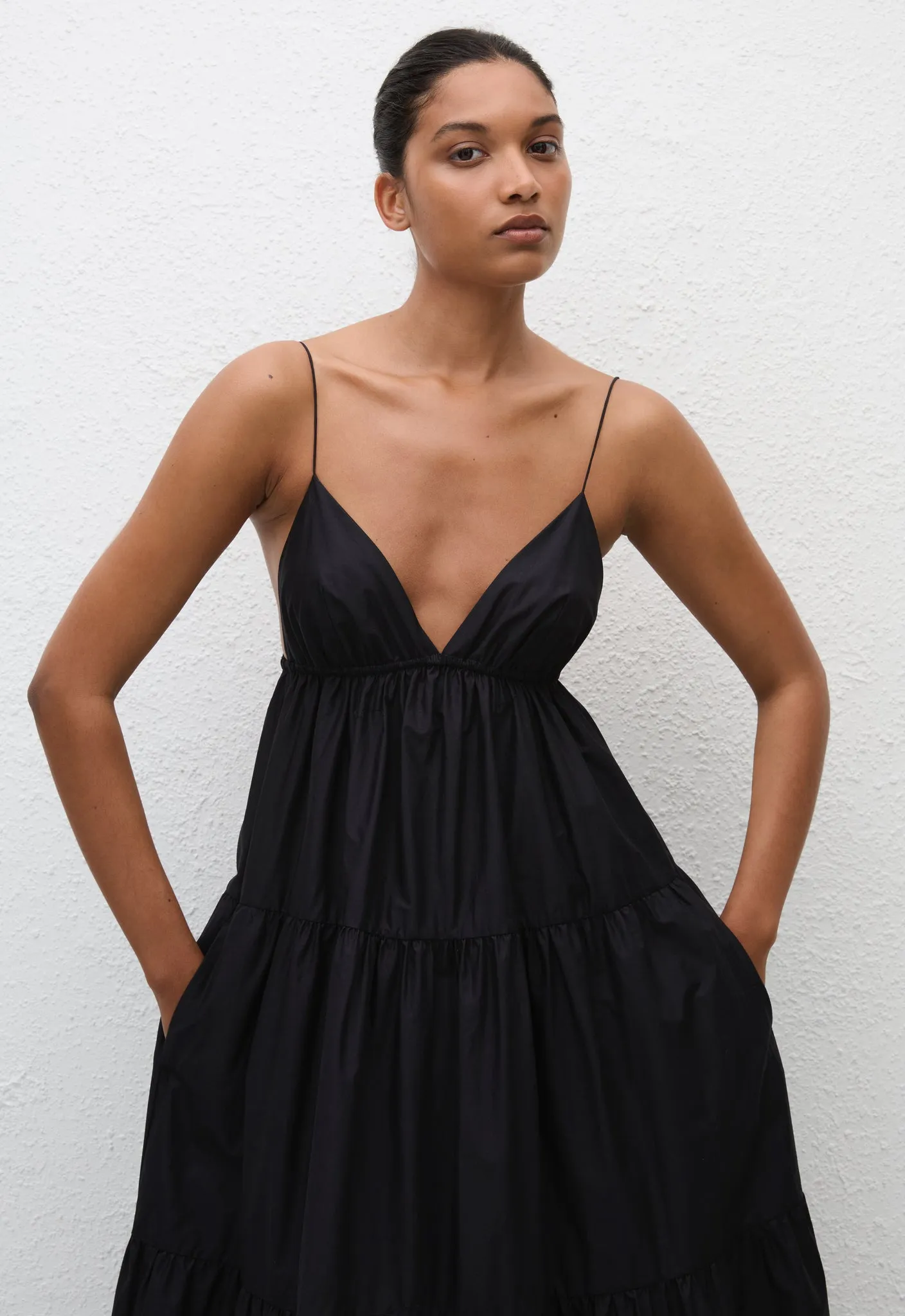 Triangle Tiered Sundress - Black