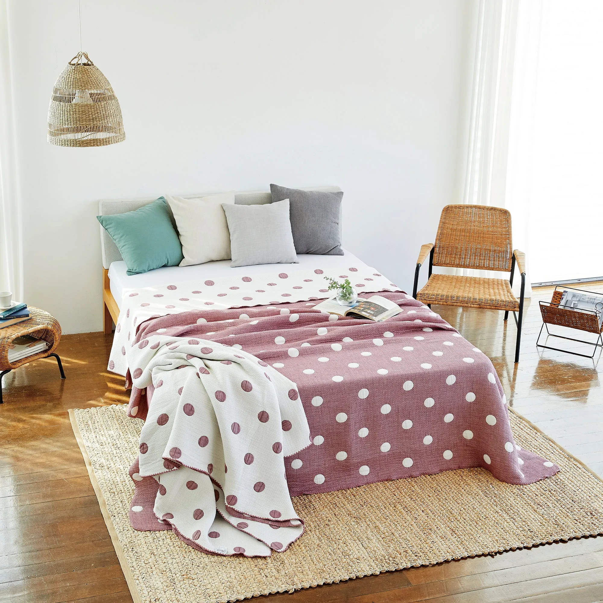 Triple Layer Modal Blanket in Pink & Polka Dot