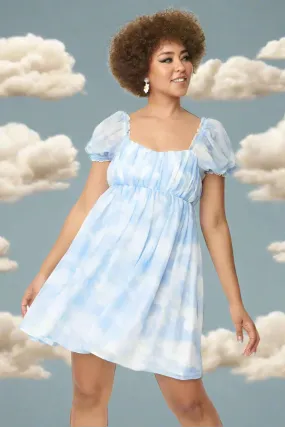 Unique Vintage Cloud Print Belle Babydoll Dress
