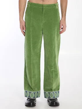 Valentino Garavani Velvet Trousers With Jacquard Hems