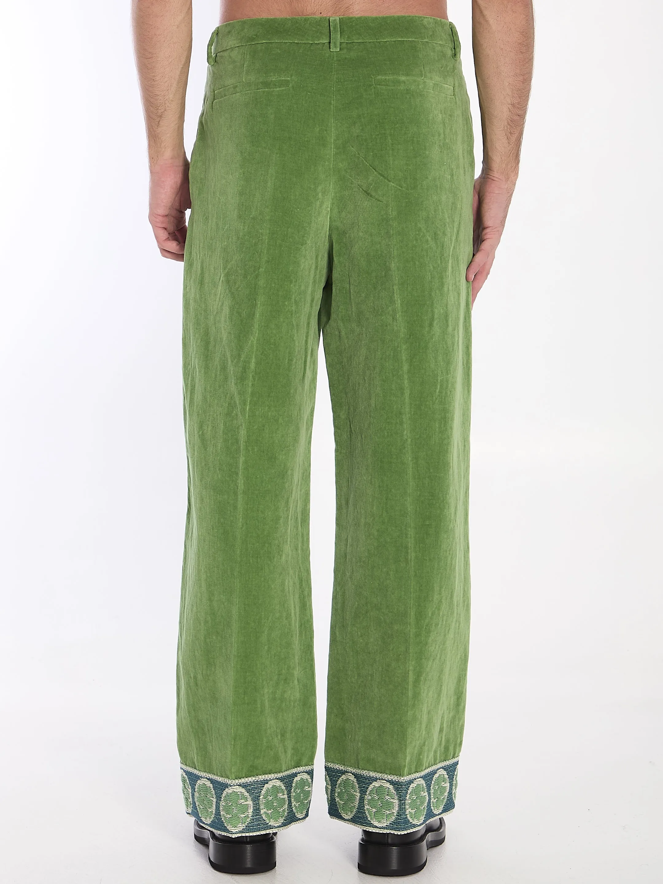 Valentino Garavani Velvet Trousers With Jacquard Hems