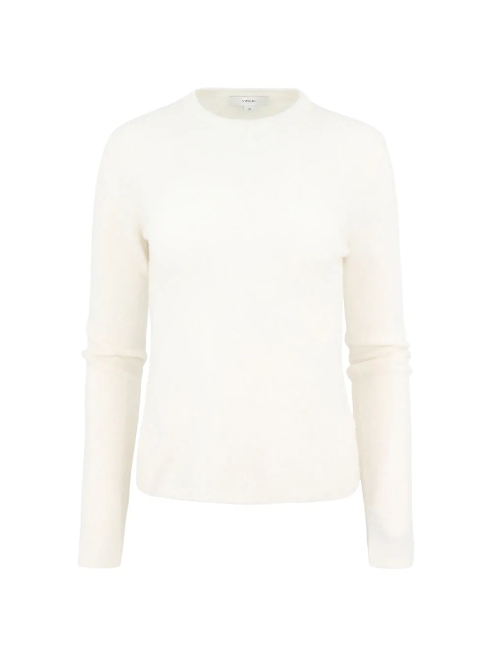 Vince Soft Bouclé Silk-Blend Crew Neck Sweater in Ivory