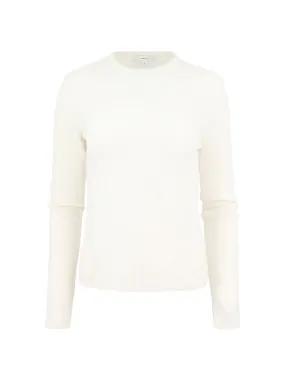 Vince Soft Bouclé Silk-Blend Crew Neck Sweater in Ivory