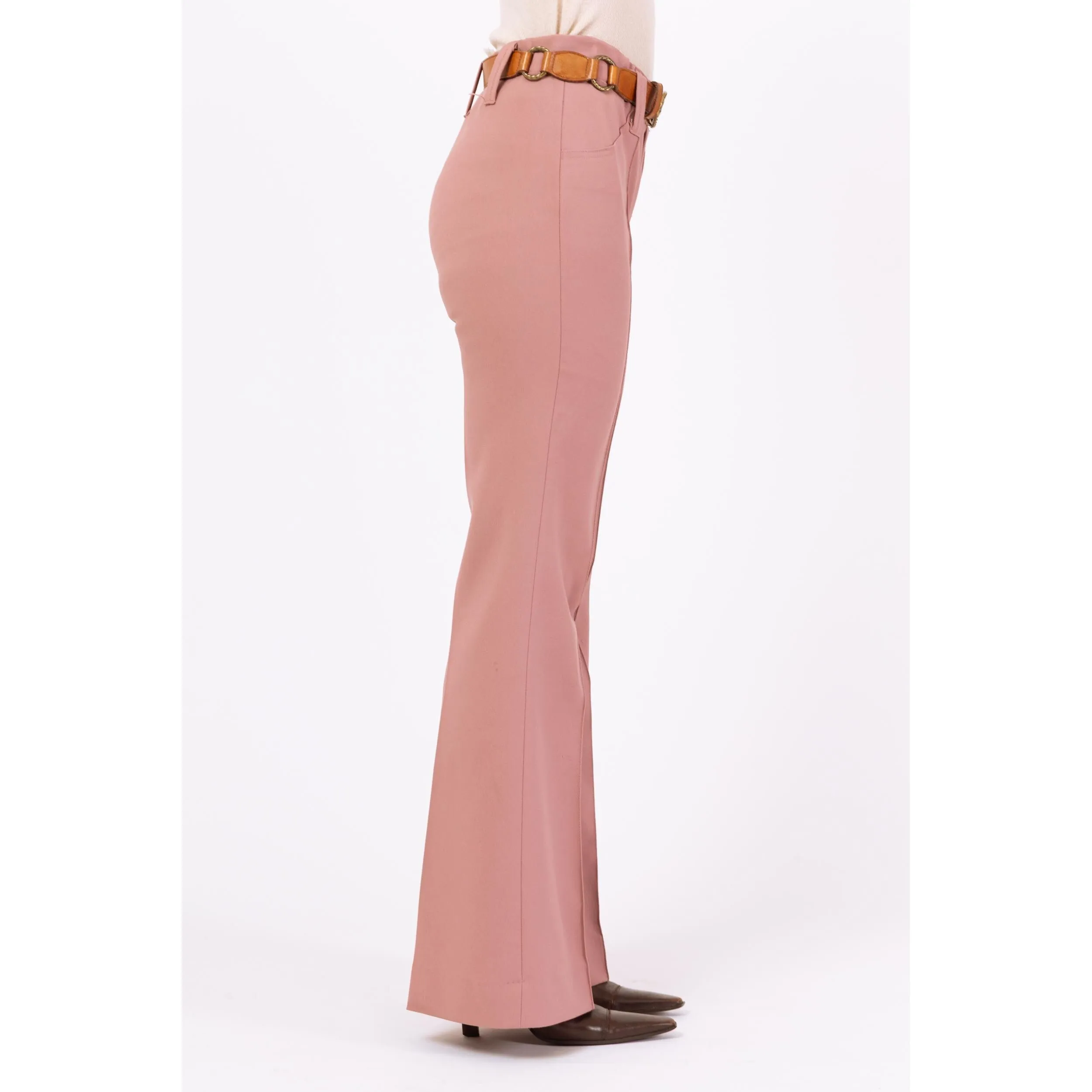 Vintage 70s Dusty Rose Pink Flared Western Pants - Small