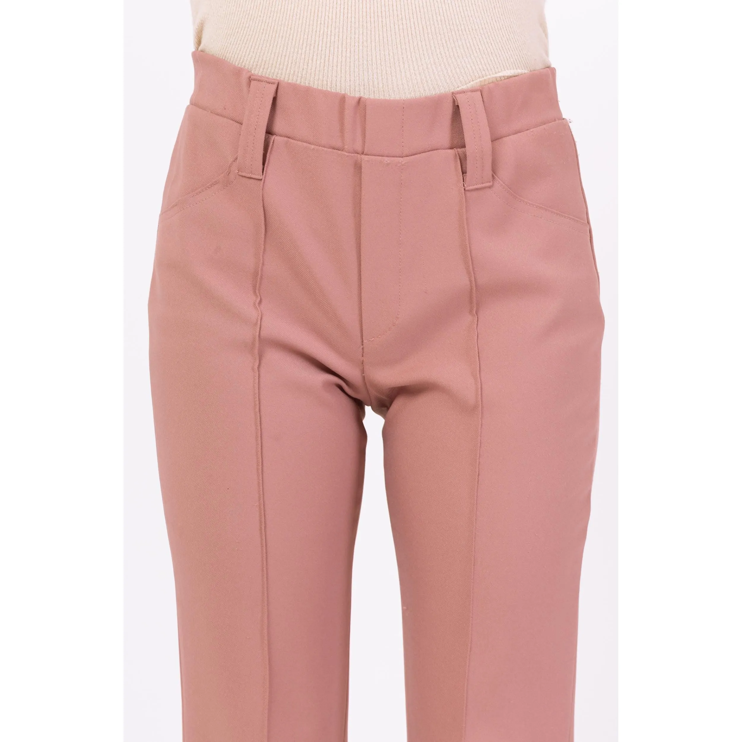 Vintage 70s Dusty Rose Pink Flared Western Pants - Small