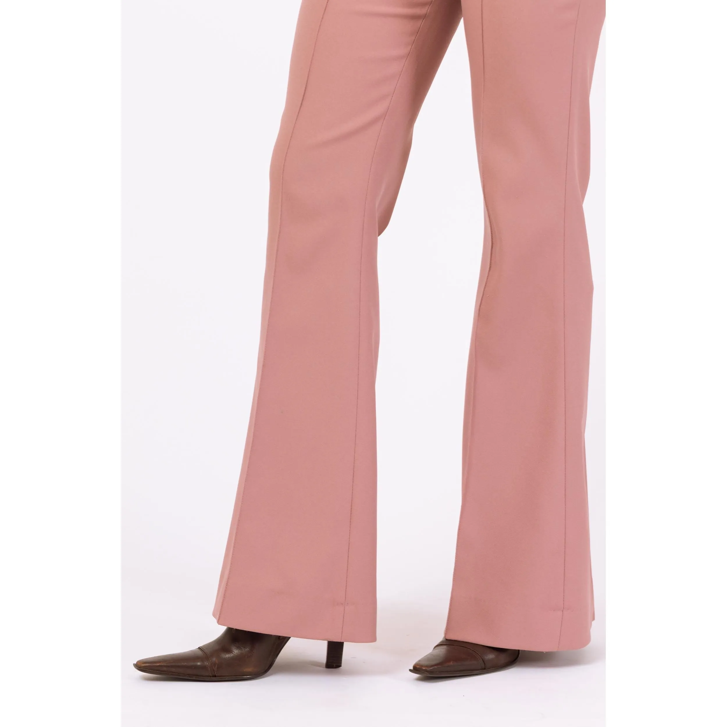 Vintage 70s Dusty Rose Pink Flared Western Pants - Small