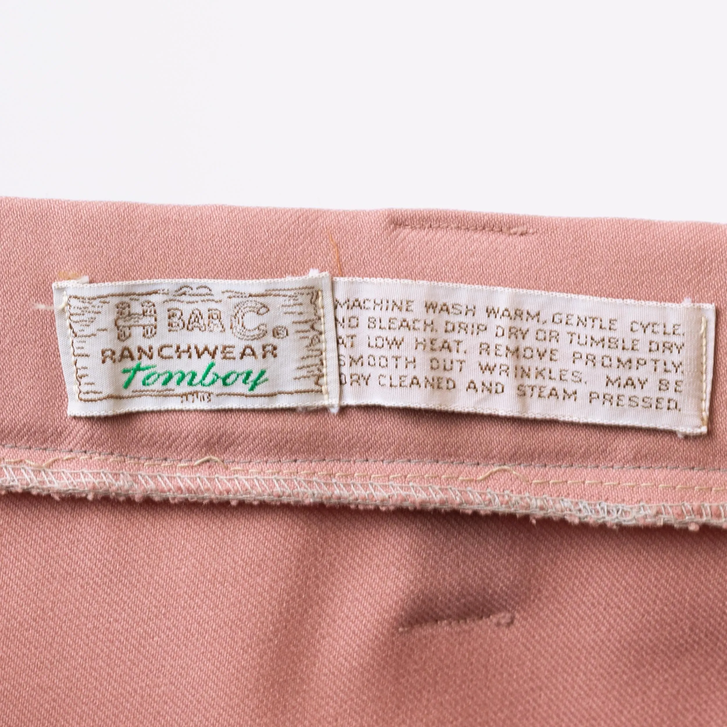 Vintage 70s Dusty Rose Pink Flared Western Pants - Small