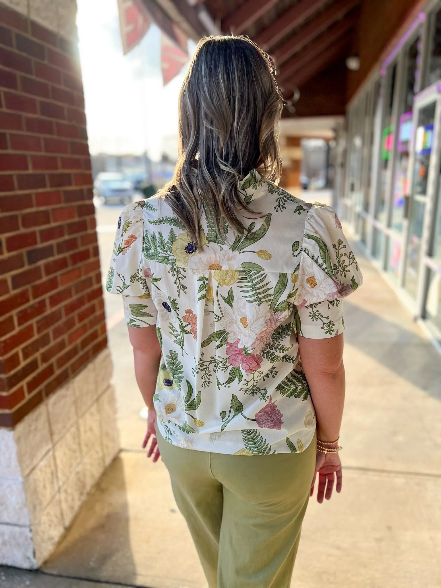 Way Back When Cream Floral Button Down Top