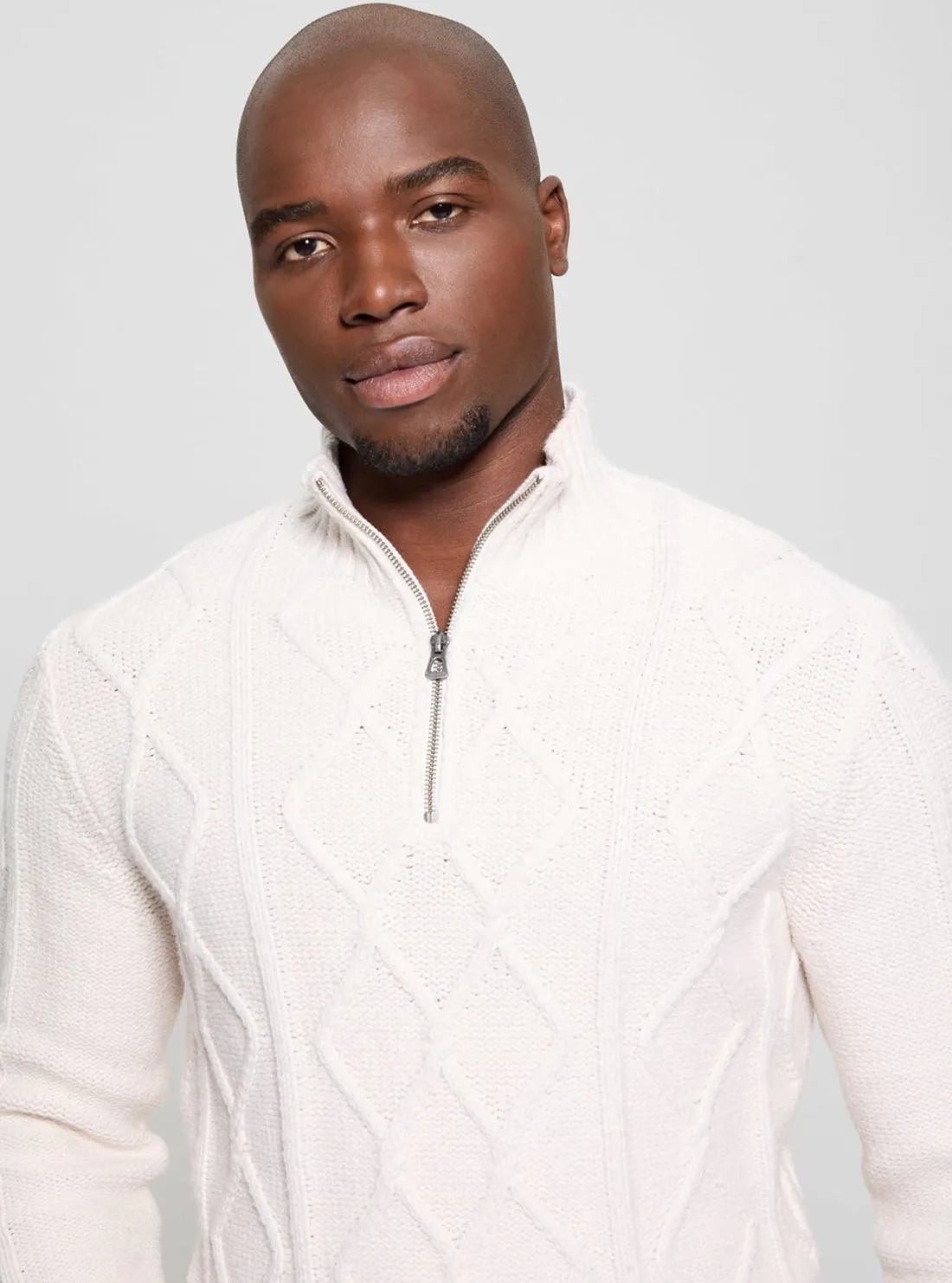 White Diamond Cable Knit Jumper