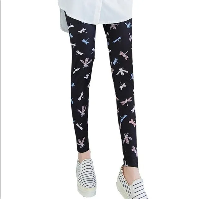 Women High Waist Cartoon Comic Print Leggings