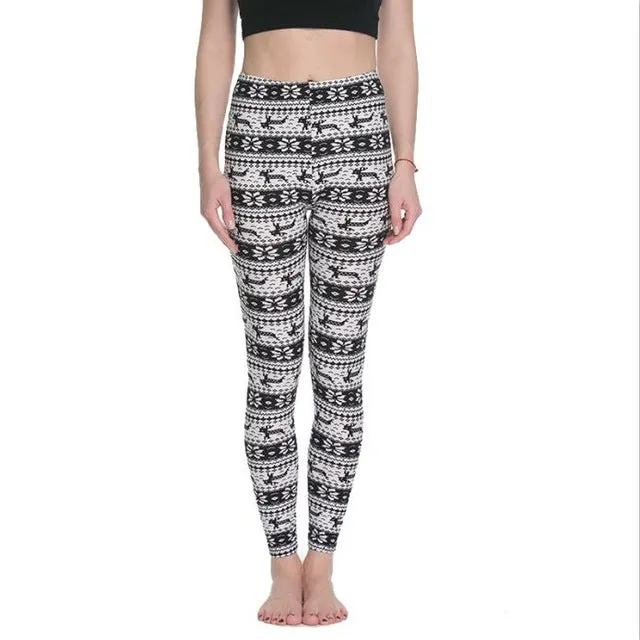 Women High Waist Cartoon Comic Print Leggings